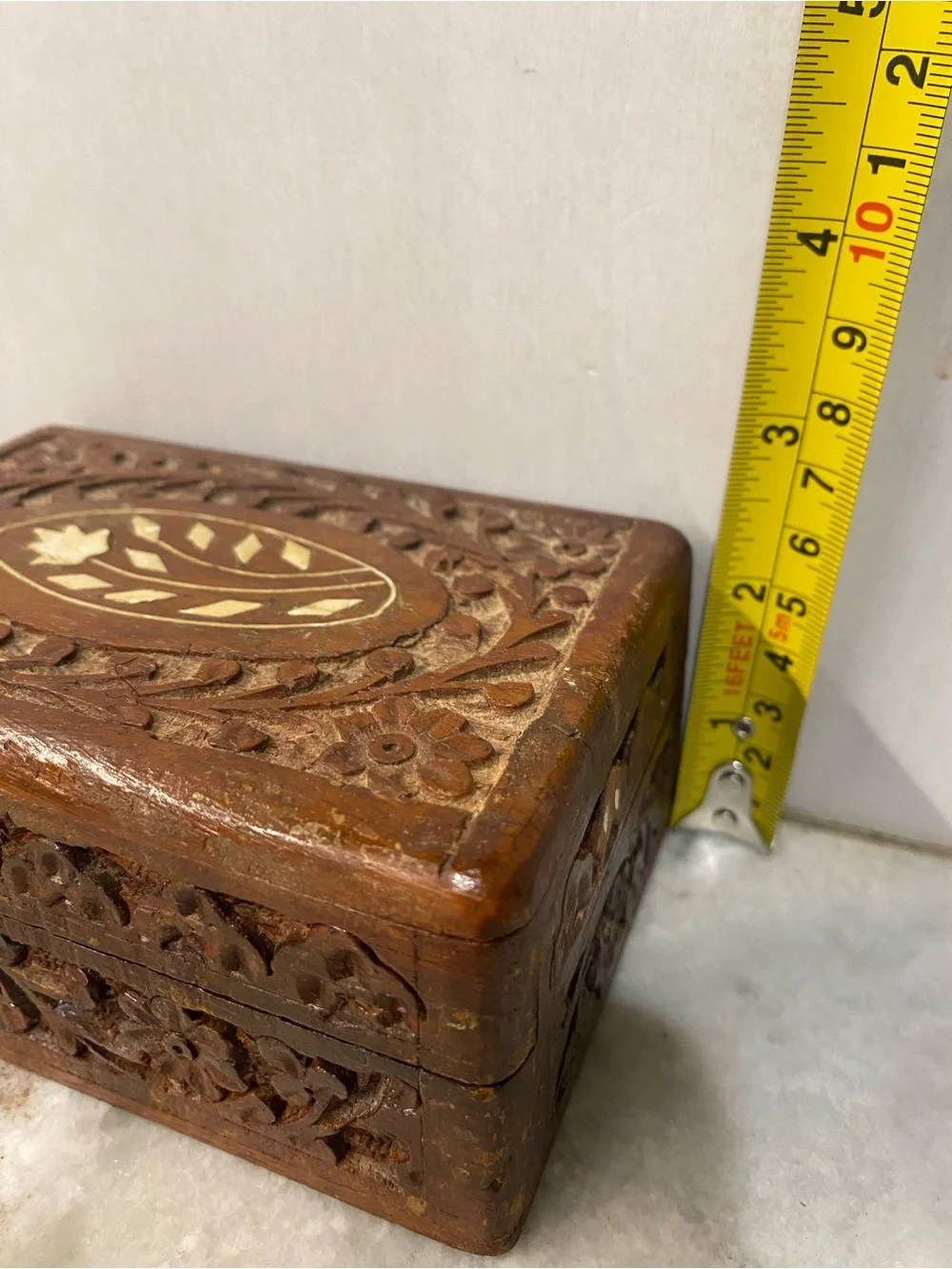 Vintage Pier 1 Carved Wood Trinket Box India Boho